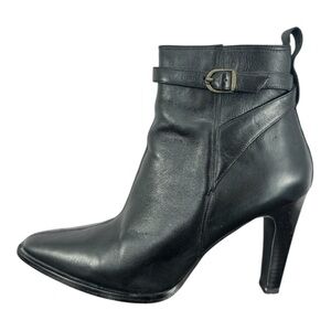 VALLEY LANE Leather Pointed Toe Ankle Buckled Strap Heeled Boots 7B Black VGC!